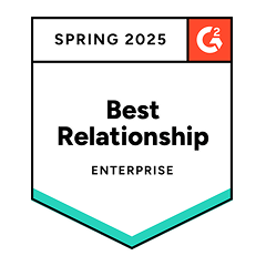 G2 Spring 2025 Best Relationship Enterprise Award Badge.