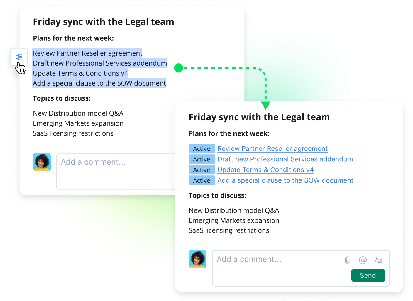 Wrike AI subtask creation panel showing task list and generate subtasks option.