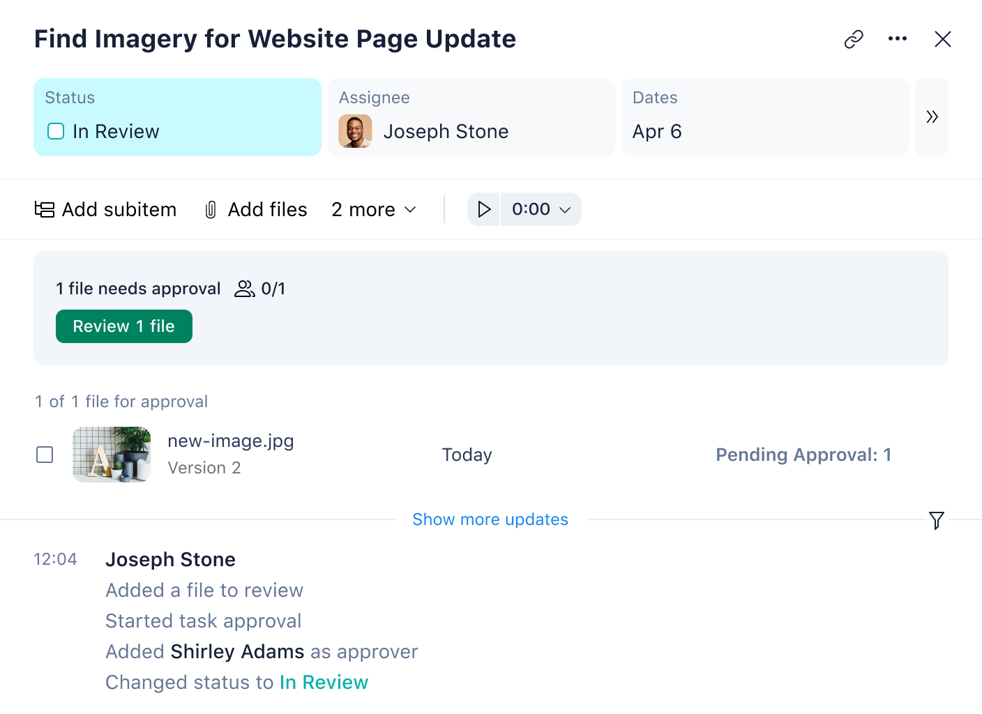 Wrike approval stream dashboard with task entries and status icons.