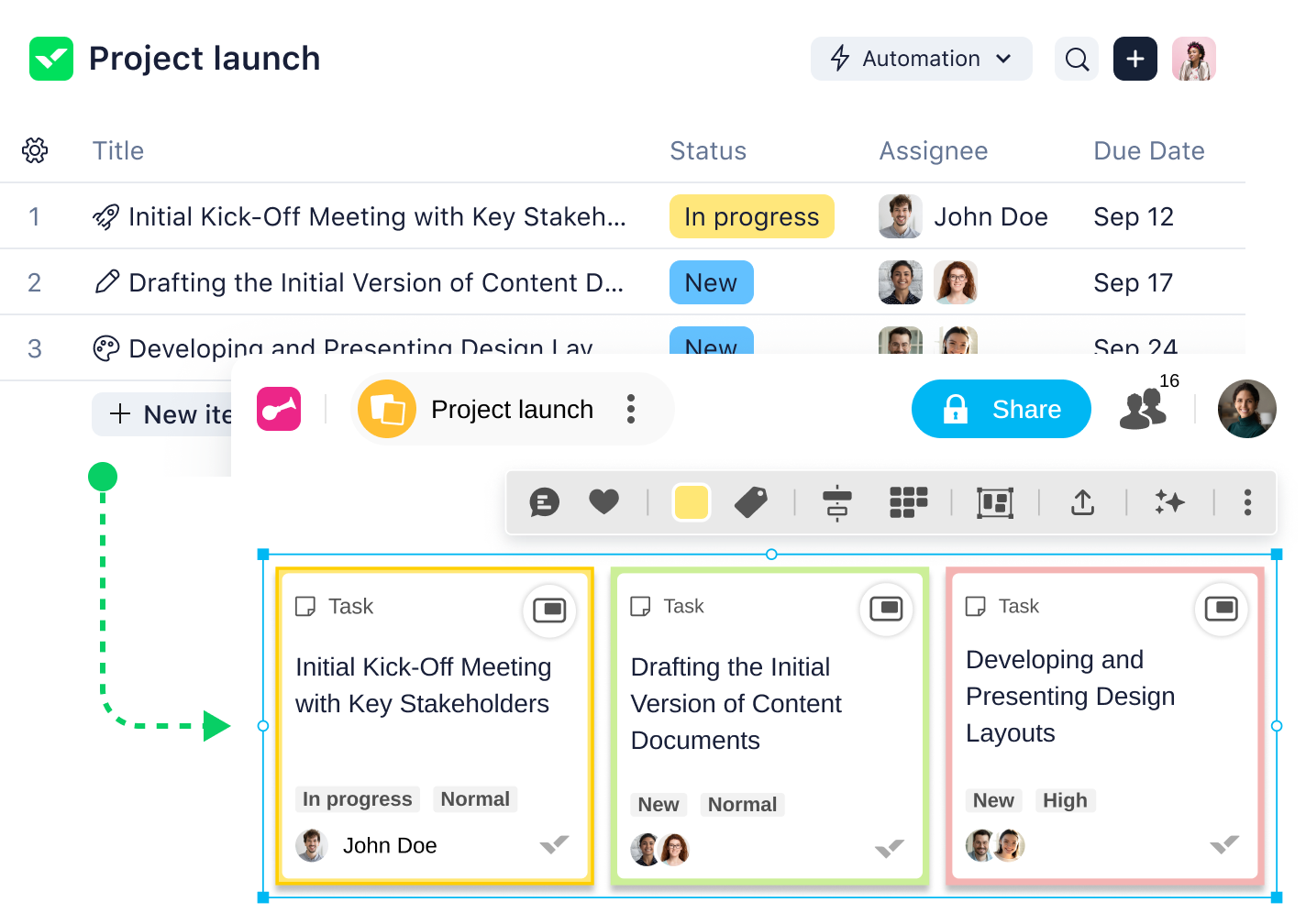 Import Wrike tasks to Klaxoon board dialog.
